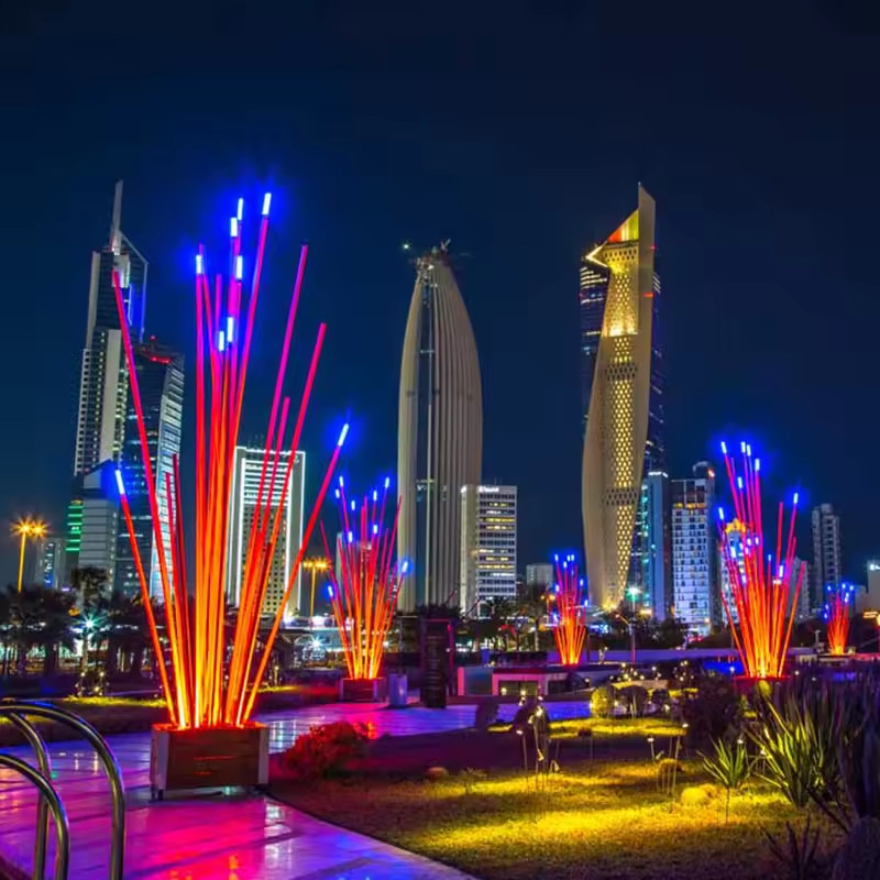 Trùm Cột Đèn Trang Trí Kiểu Khóm Tre Nhiều Màu Chiếu sáng Sân vườn, Khu đô thị mới