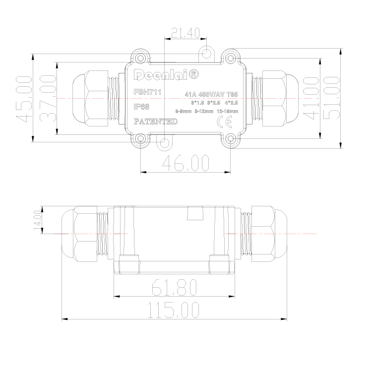 Hộp Chống Thấm Nước 2 Đầu Deenlai FSH711-2 Ngoài Trời IP68 - Linh kiện đèn led Zalaa