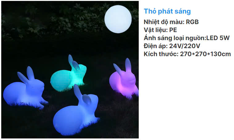 Vườn Ánh Sáng mùa thu với đèn led trang trí hình Con Thỏ và hình Trăng Sao phát sáng Zalaa cho các Dự án chiếu sáng mới