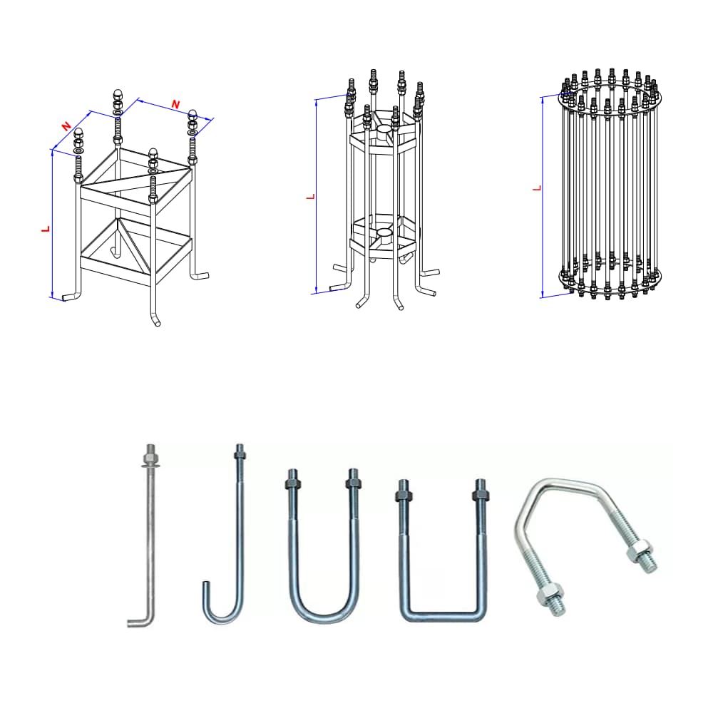 ZALAA OEM Sản Xuất Bulong Móng Cột Thép Trụ Đèn Chiếu Sáng | M16, M20, M22, M24, M30