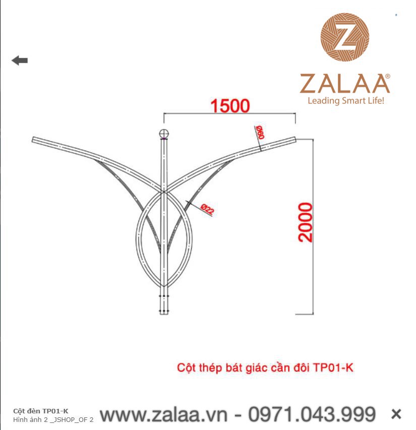 Cột Đèn Cao Áp mã số ZCD-TP-01K