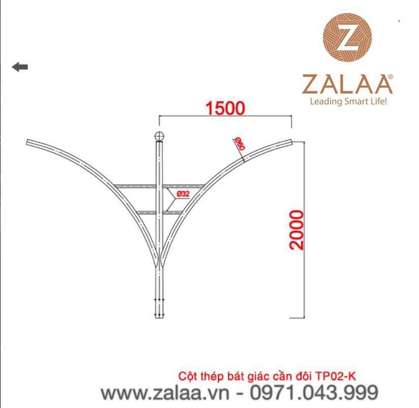 Cột Đèn Cao Áp mã số ZCD-TP-02D