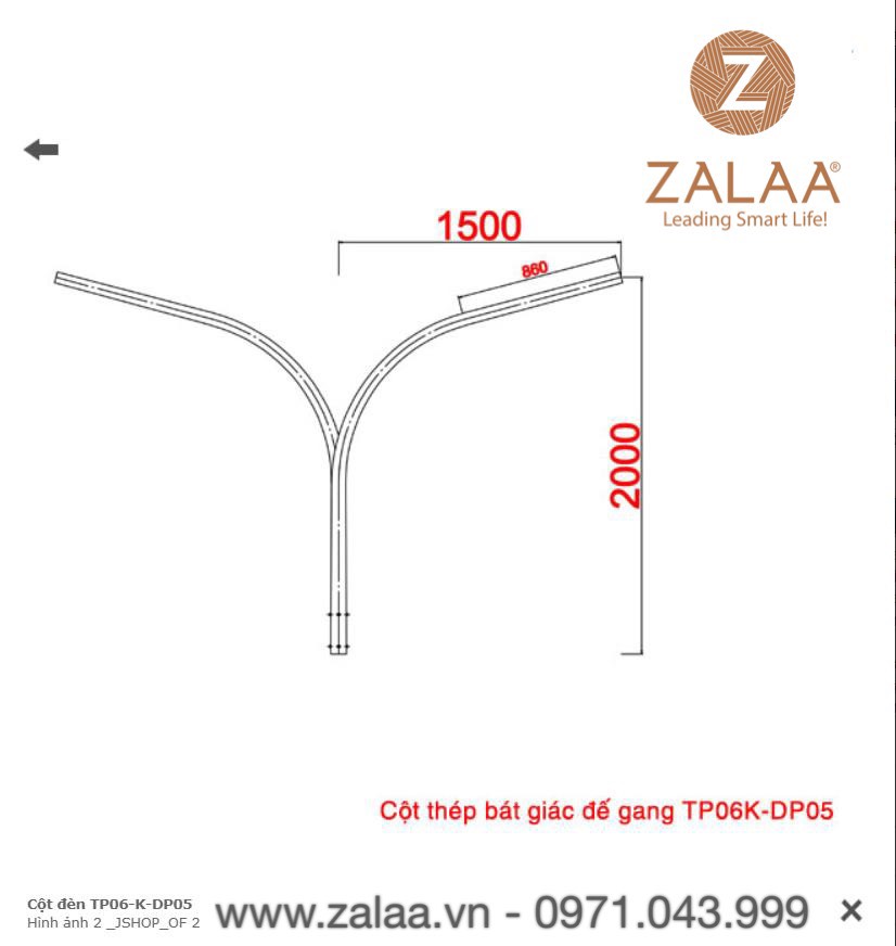 Cột Đèn Cao Áp mã số ZCD-TP-06K