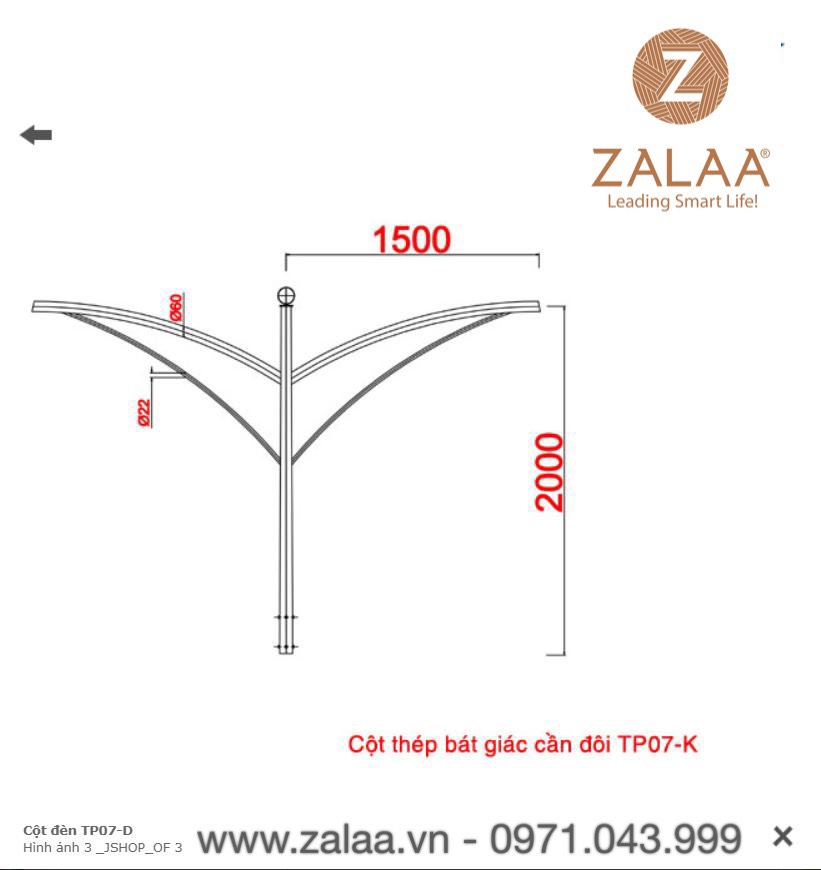 Cột Đèn Cao Áp mã số ZCD-TP-07D