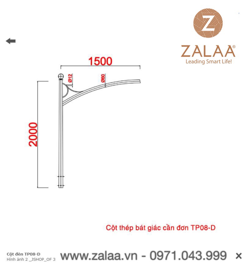 Cột Đèn Cao Áp mã số ZCD-TP-08D