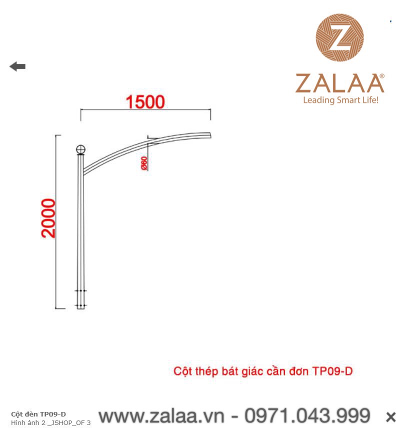 Cột Đèn Cao Áp mã số ZCD-TP-09D