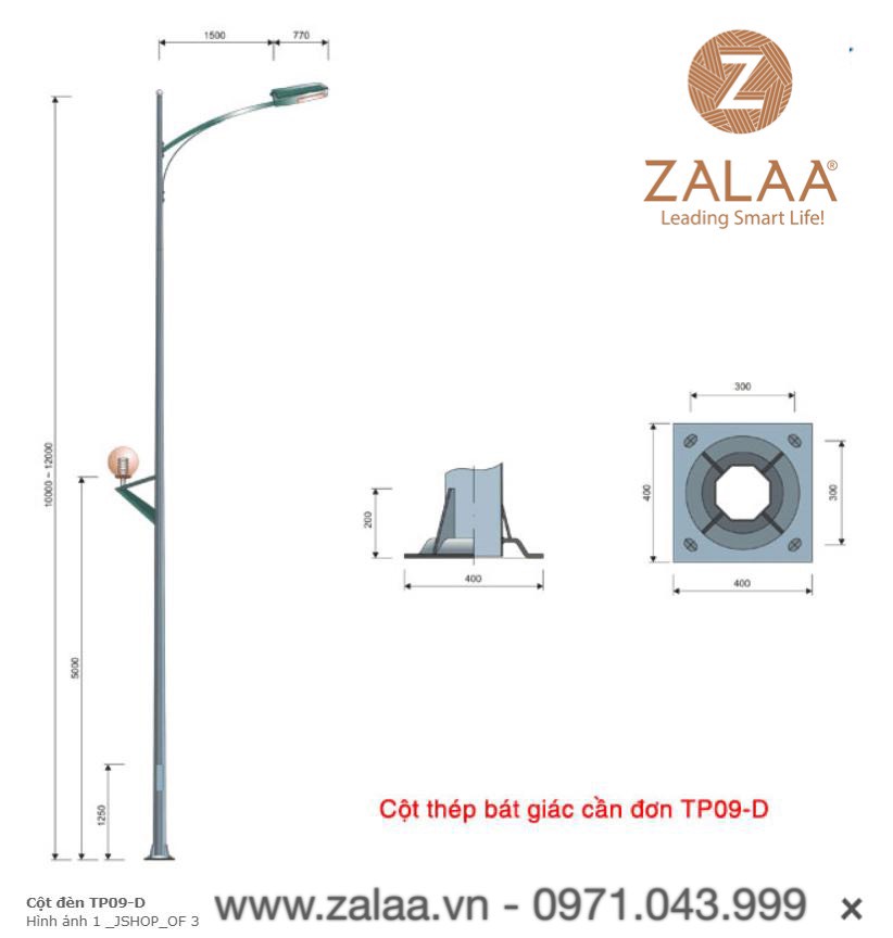 Cột Đèn Cao Áp mã số ZCD-TP-09K