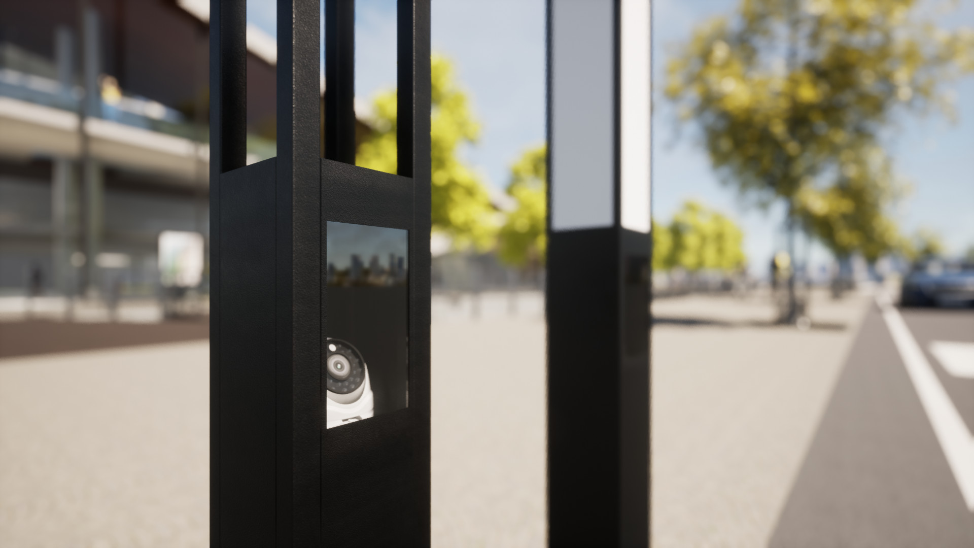 Cột Đèn LED Cảnh Quan có vị trí lắp đặt Camera dành cho khuôn viên công trình khu đô thị, penhouse...