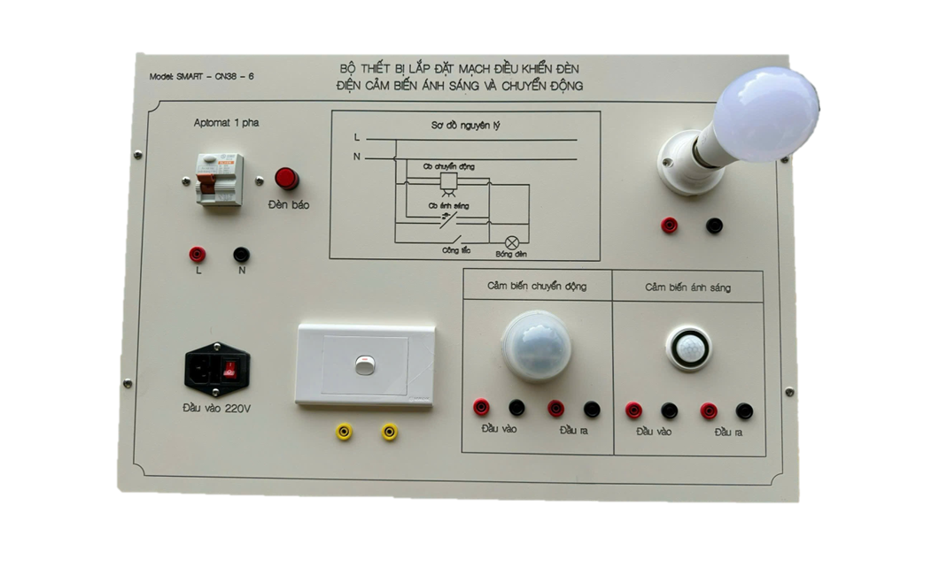 Bộ thiết bị lắp đặt mạch điều khiển đèn điện  cảm biến ánh sáng và chuyển động