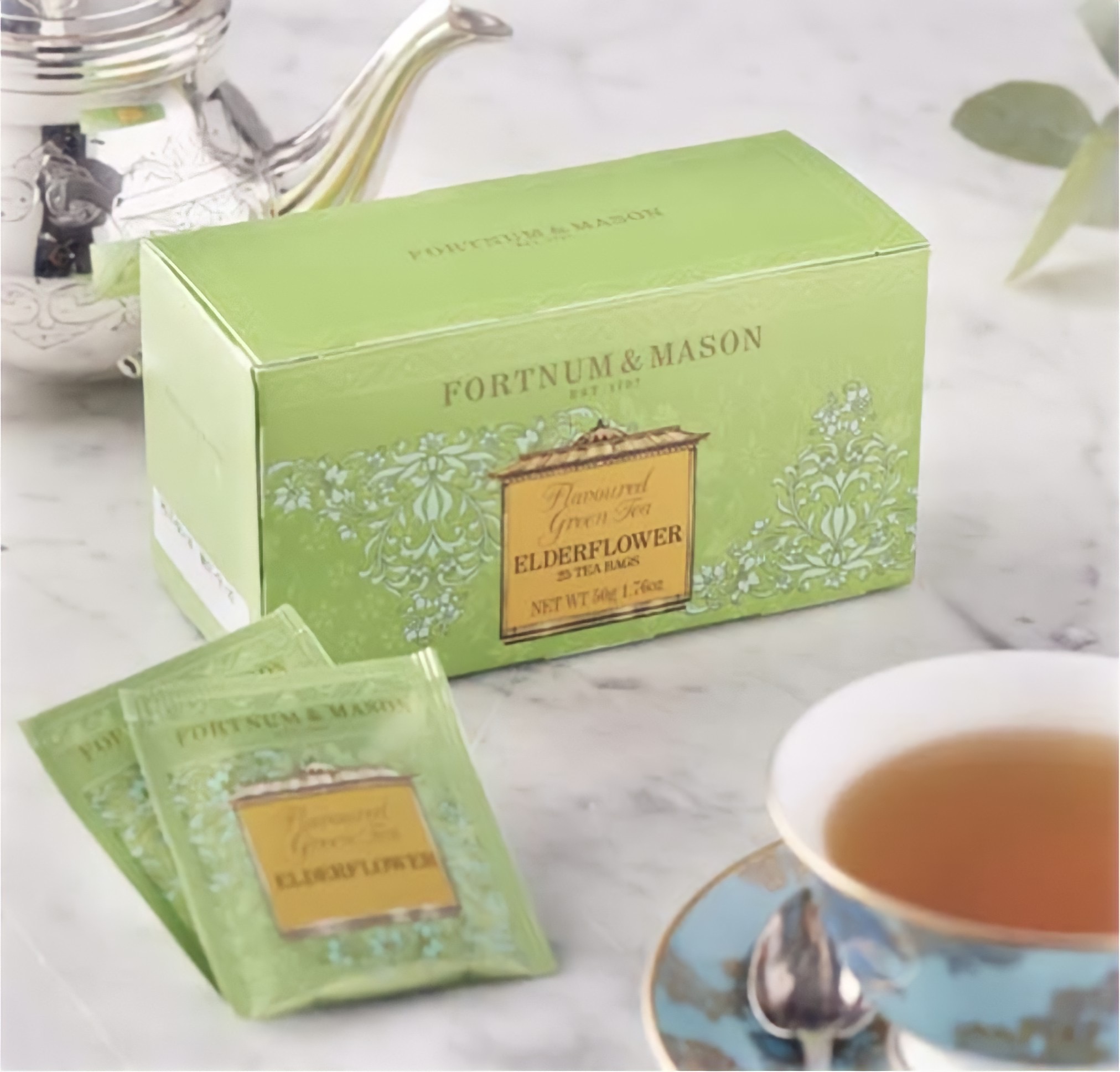 Trà xanh hoa cơm cháy - Fortnum&Mason Green Tea with Elderflower