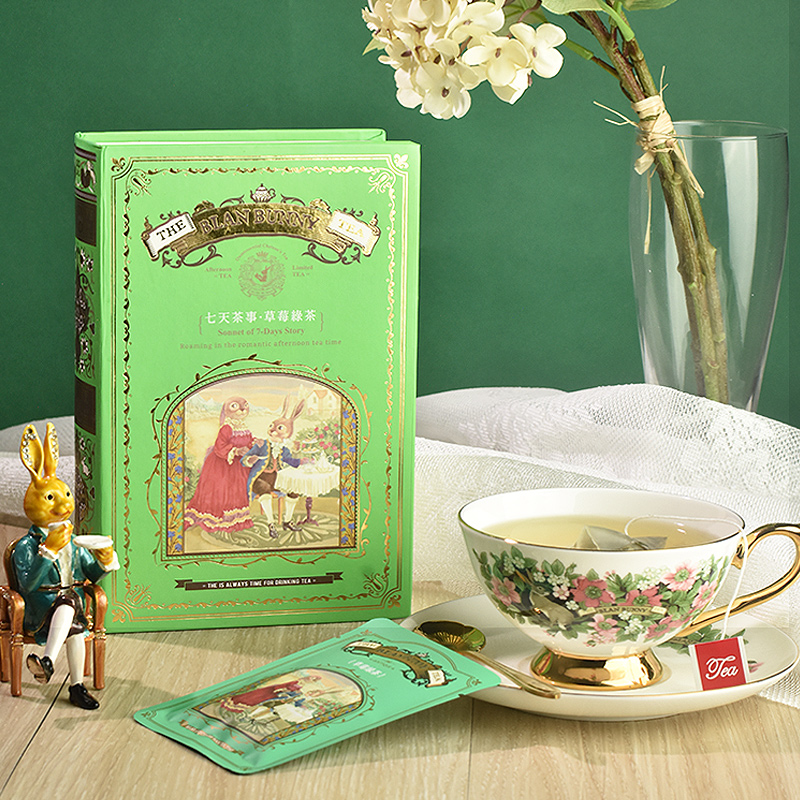 Trà xanh hương dâu - Blanbunny Book Tea: Strawberry Green Tea