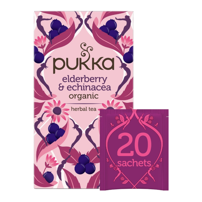 Trà hoa cúc tím & hoa cơm cháy - Pukka Elderberry & Echinacea