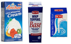 Sự khác nhau giữa whipping cream, topping cream và kem béo