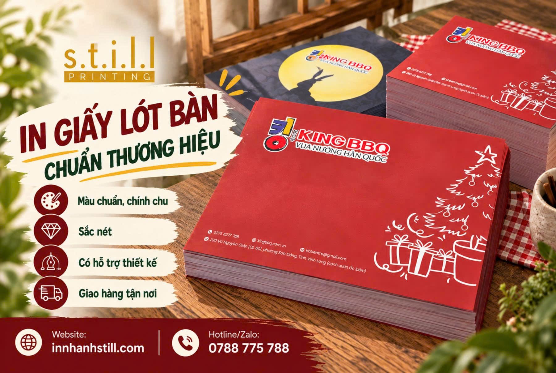 In giấy lót bàn cho nhà hàng, quán ăn tại Bến Tre