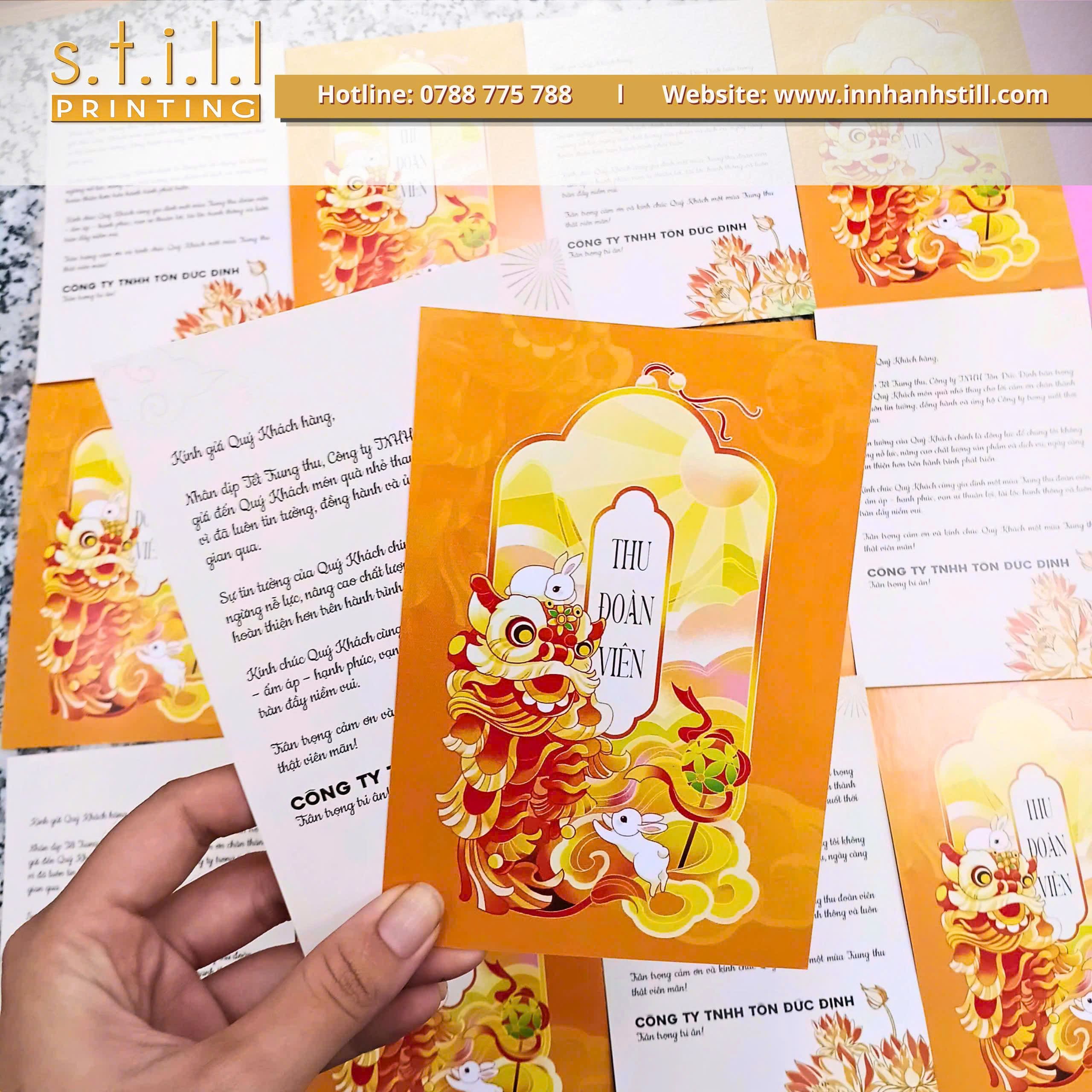 In Thiệp Trung Thu 2 Mặt Kích Thước A6 Tại Bến Tre