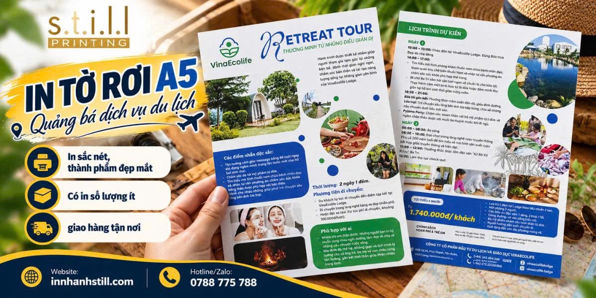 In tờ rơi A5 quảng bá dịch vụ du lịch tại Bến Tre