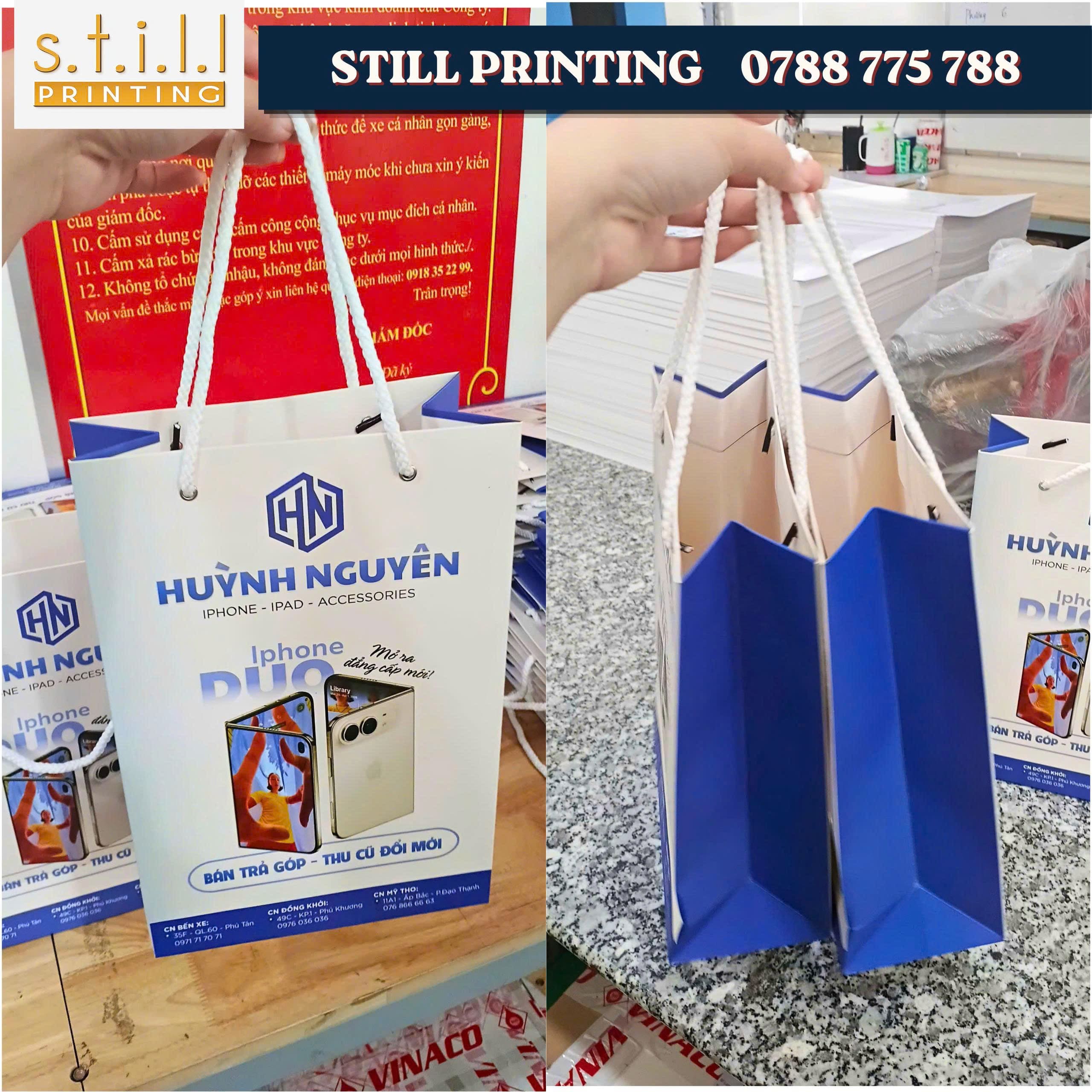 Mẫu túi giấy kích thước 20 × 30 × 10 cm tại xưởng Still Printing