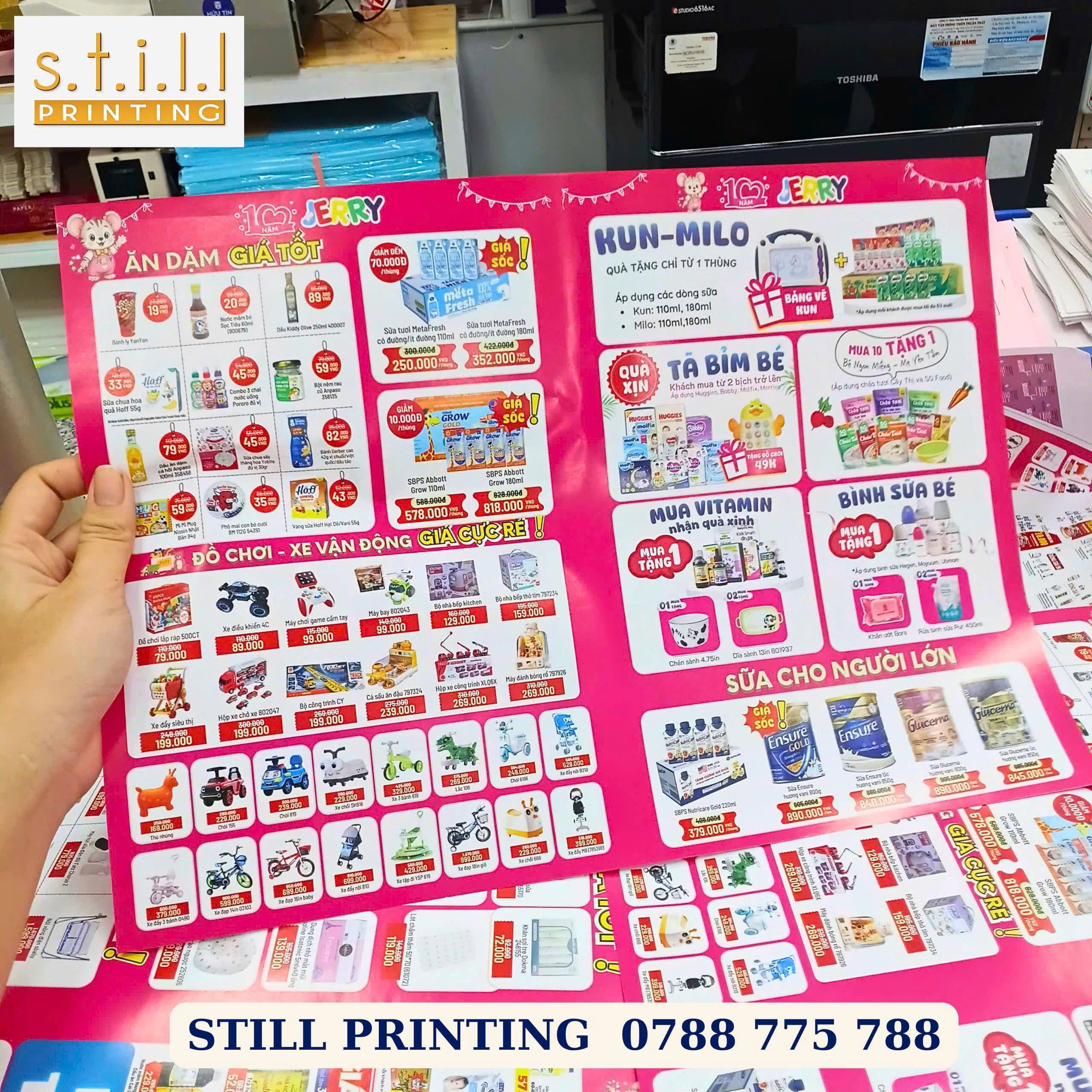 In tờ rơi A3 cửa hàng bán lẻ tại Still Printing Bến Tre - Mẫu Tờ Rơi Jerry