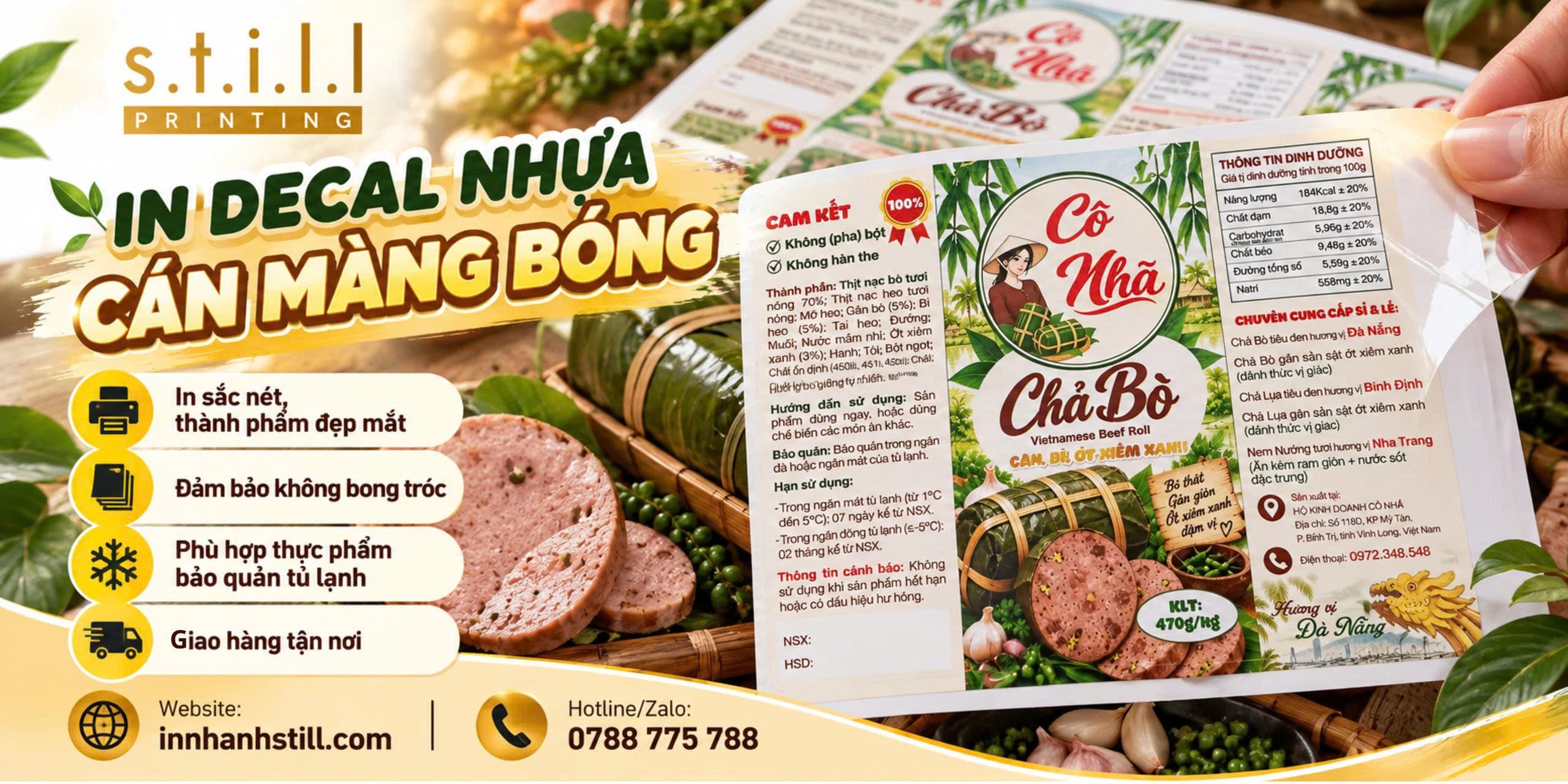 In tem decal nhựa cán màng bóng cho thực phẩm đông lạnh tại Bến Tre