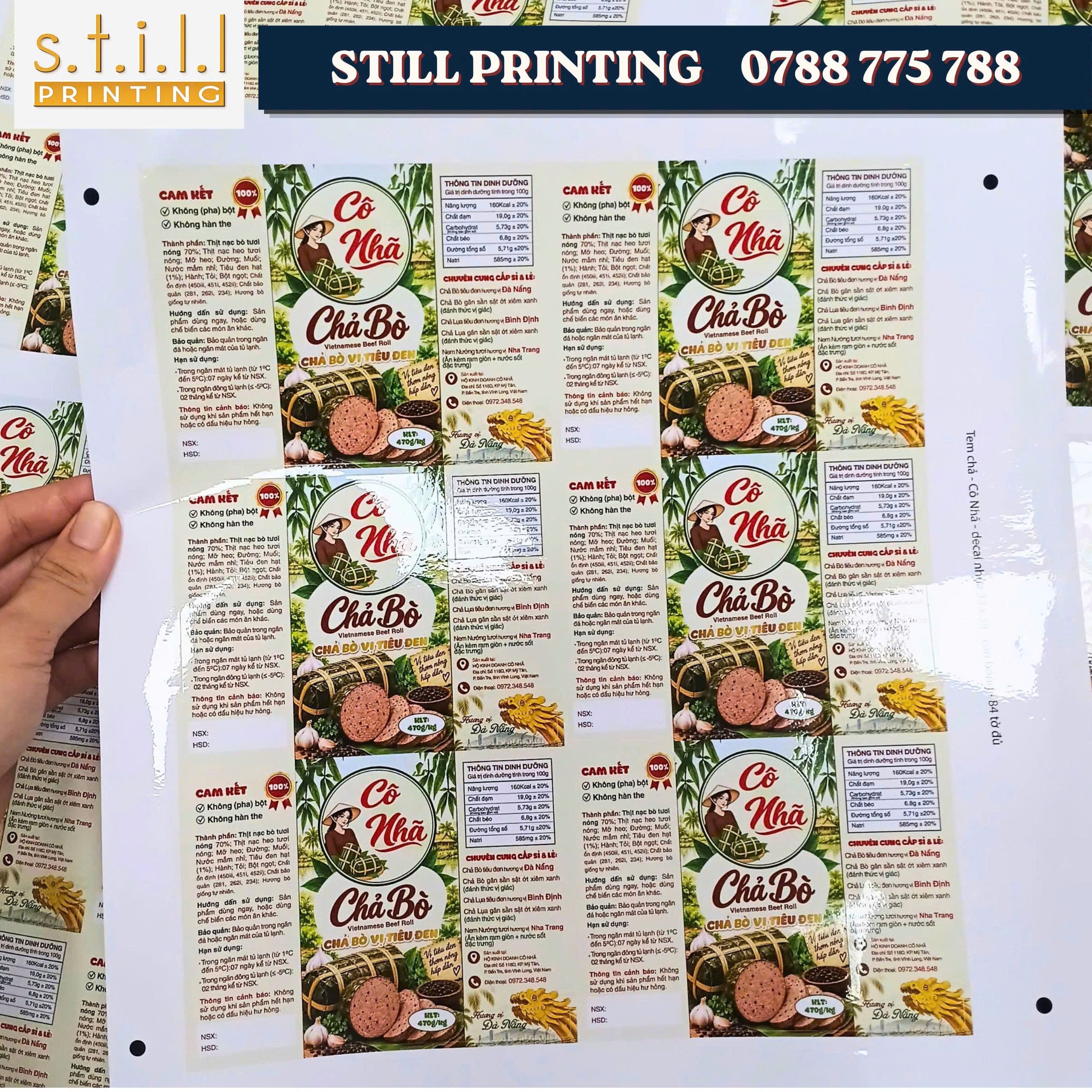 In tem decal nhựa cán màng bóng cho thực phẩm đông lạnh tại Bến Tre