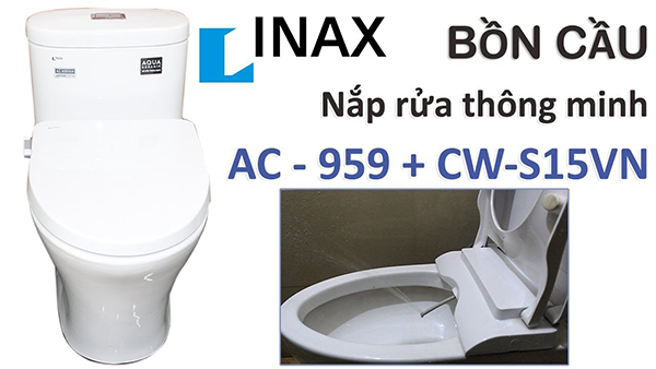 Bàn cầu Inax 1 khối AC-959A+CW-S15VN Nắp Cơ sản phẩm thông minh giá rẻ