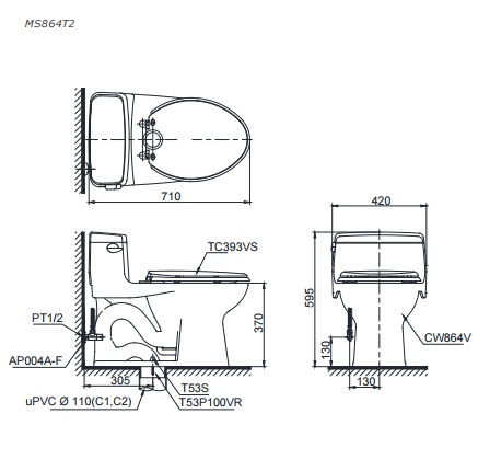 Tuyệt vời - Bồn cầu TOTO MS864T3 một khối chính hãng tại Bùi Minh giá rẻ dành cho bạn