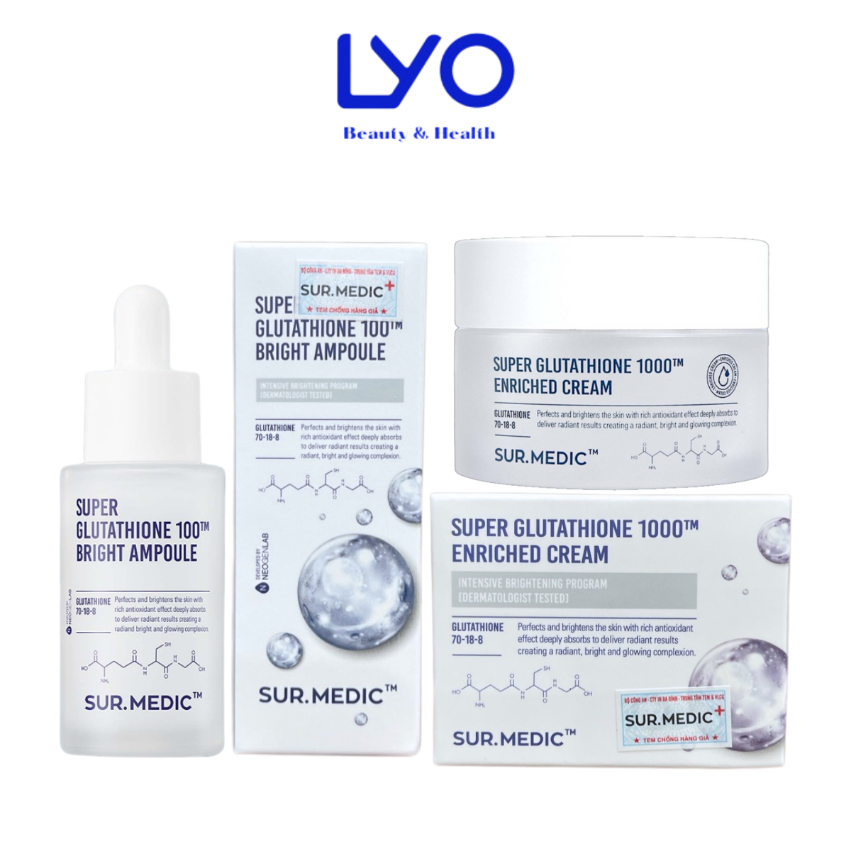 e226 - Serum Huyt Thanh & Kem Dng Trng Da Sur.Medic Super Glutathione 1000TM Enriched Cream/100TM Bright Ampoule 50ml-32ml - LYO SHOP e226 - Serum Huyt Thanh & Kem Dng Trng Da Sur.Medic Super Glutathione 1000TM Enriched Cream/100TM Bright Ampoule 50ml-32ml - LYO SHOP