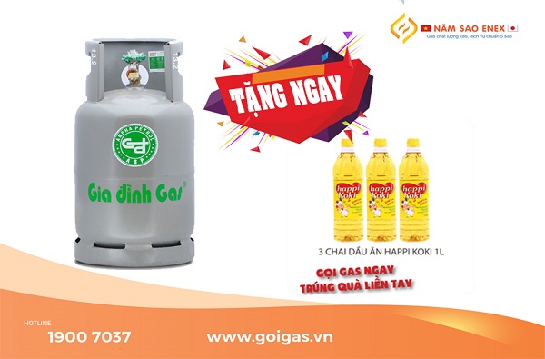 Mua một bình gas Gia Đình màu xám nhận dầu ăn Happi Koki 1L