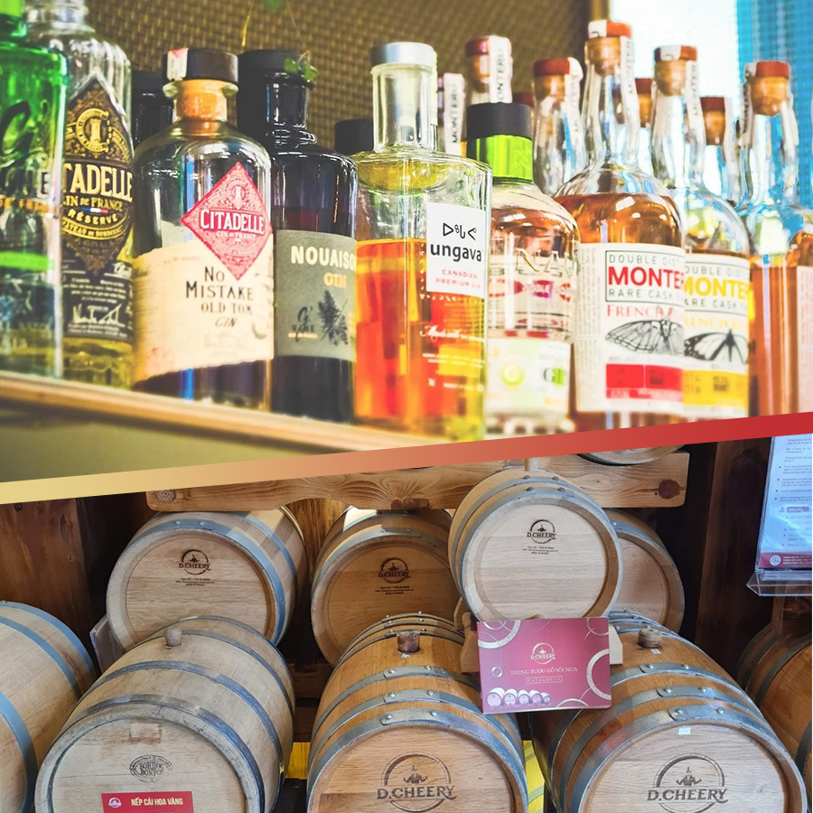 Các loại rượu thường dùng để ngâm ủ trong thùng gỗ sồi
