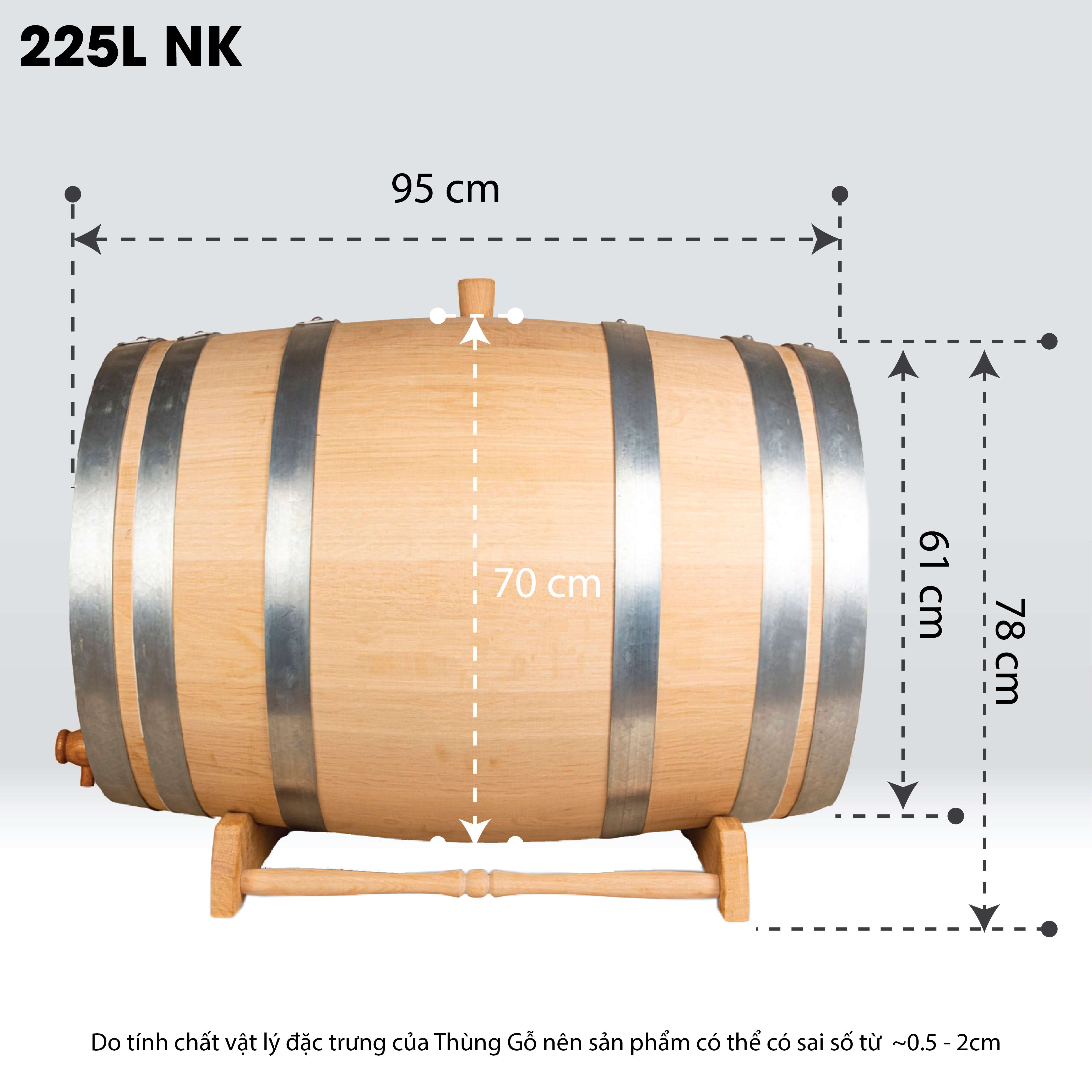 Thùng Gỗ Sồi Nhập Khẩu D.CHEERY 225L