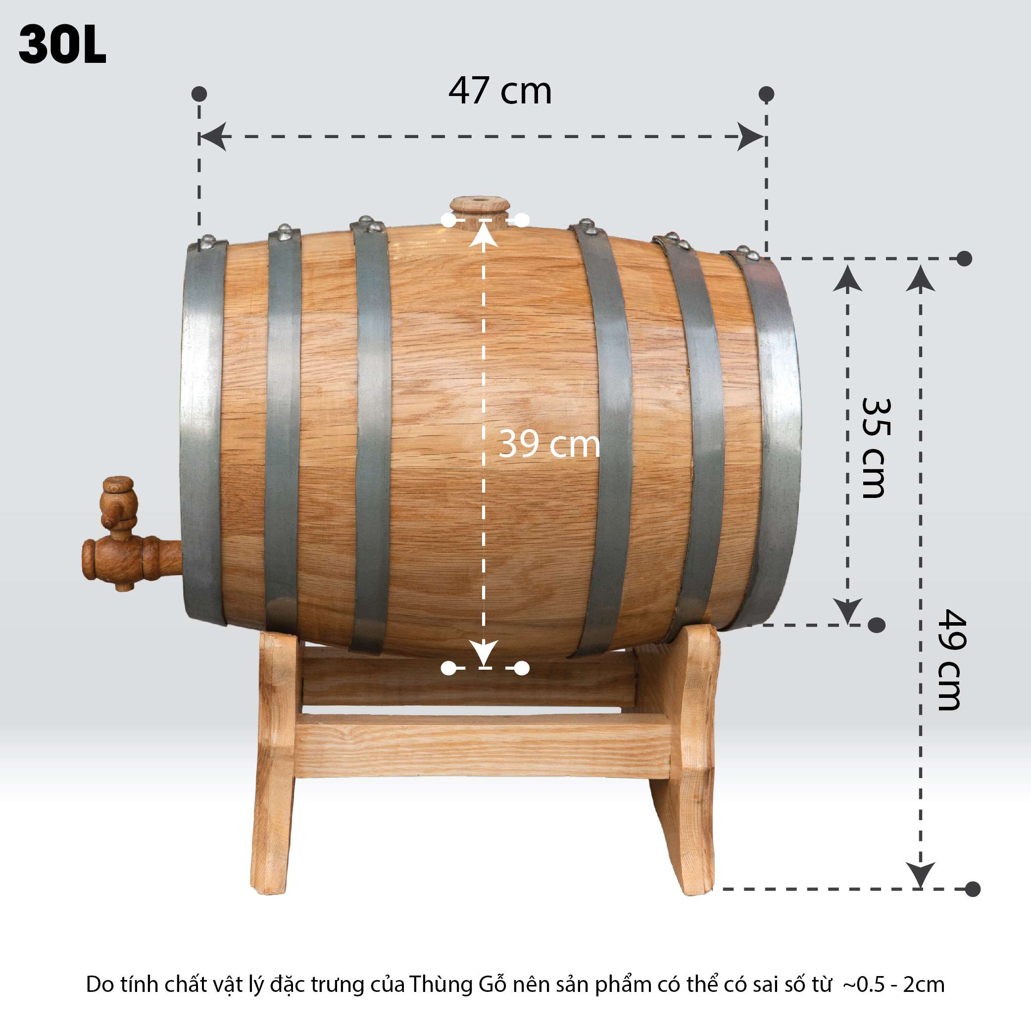 Thùng Gỗ Sồi D.CHEERY 30L