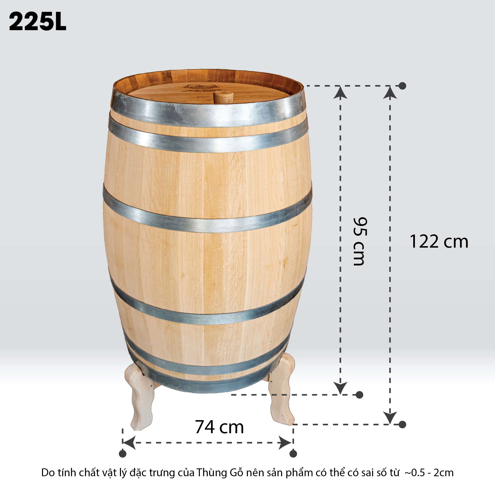 Thùng Gỗ Sồi Nhập Khẩu D.CHEERY 225L