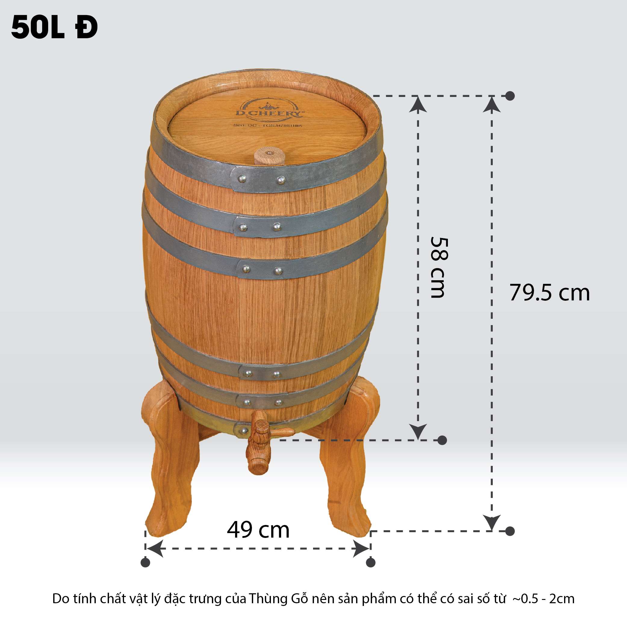 Thùng Gỗ Sồi D.CHEERY 50L