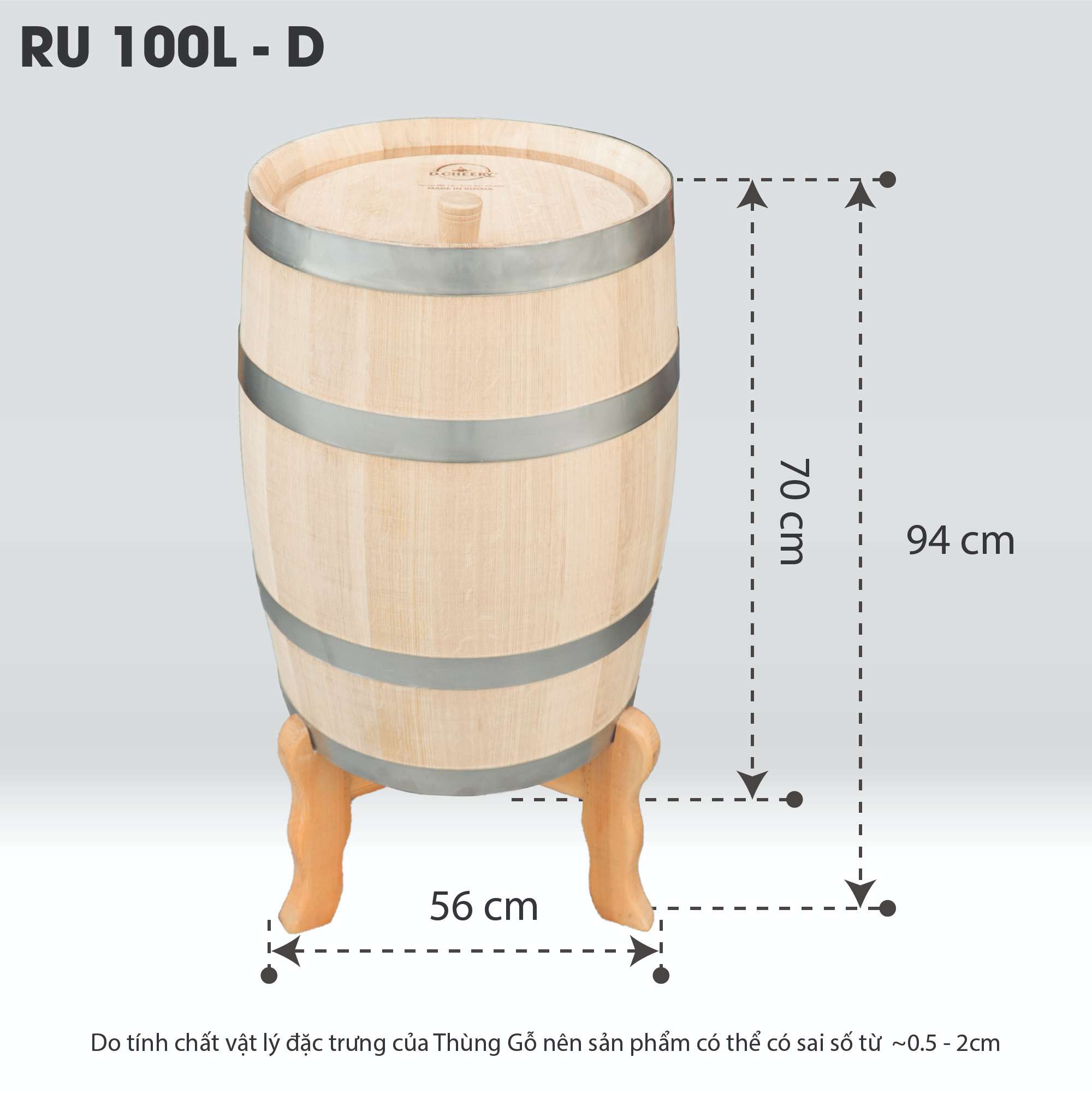 Thùng Gỗ Sồi Nhập Khẩu Nga D.CHEERY 100L