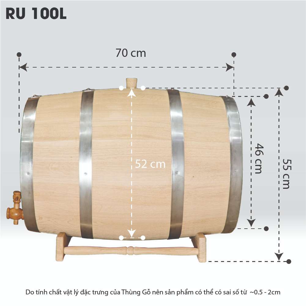 Thùng Gỗ Sồi Nhập Khẩu Nga D.CHEERY 100L