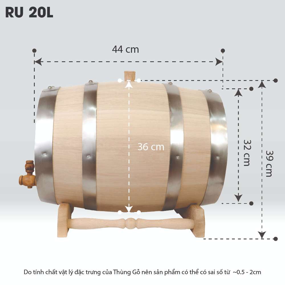 Thùng Gỗ Sồi Nhập Khẩu Nga D.CHEERY 20L