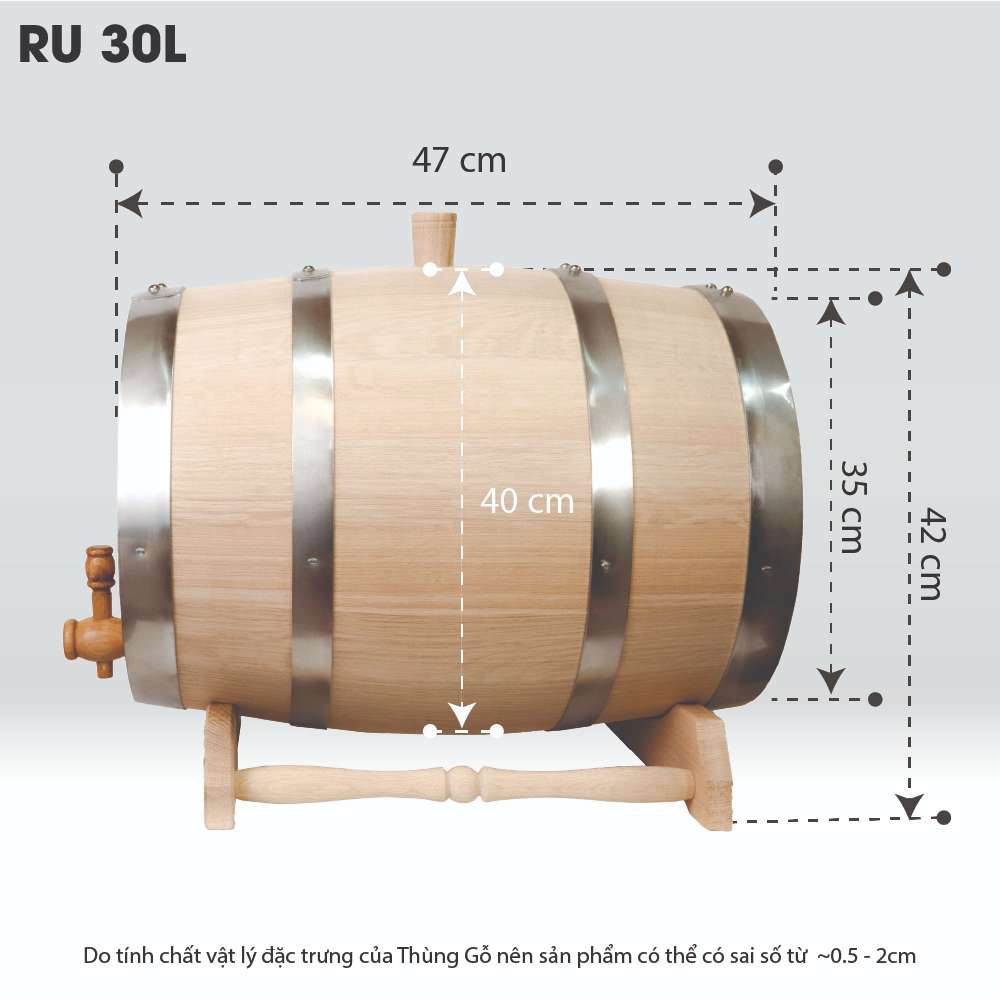 Thùng Gỗ Sồi Nhập Khẩu Nga D.CHEERY 30L