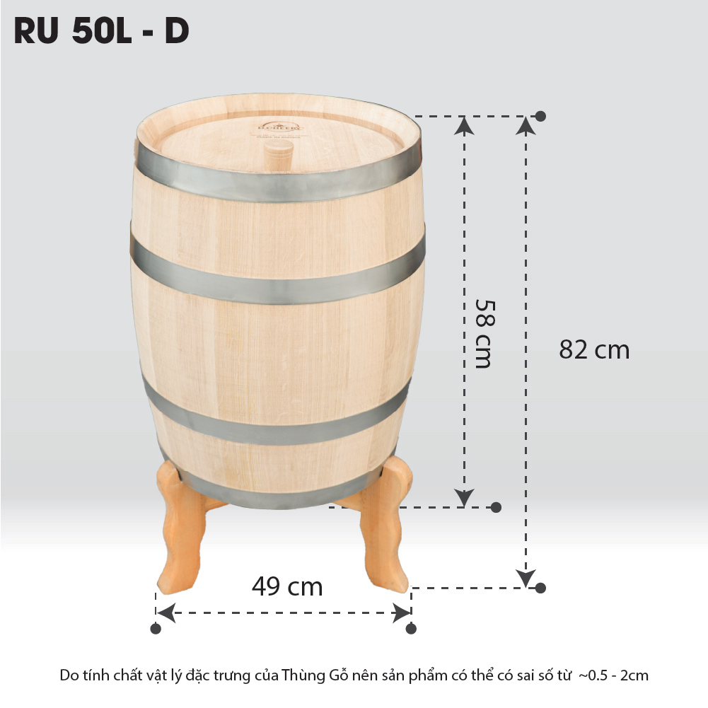 Thùng Gỗ Sồi Nhập Khẩu Nga D.CHEERY 50L