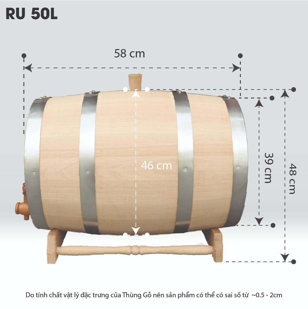 Thùng Gỗ Sồi Nhập Khẩu Nga D.CHEERY 50L