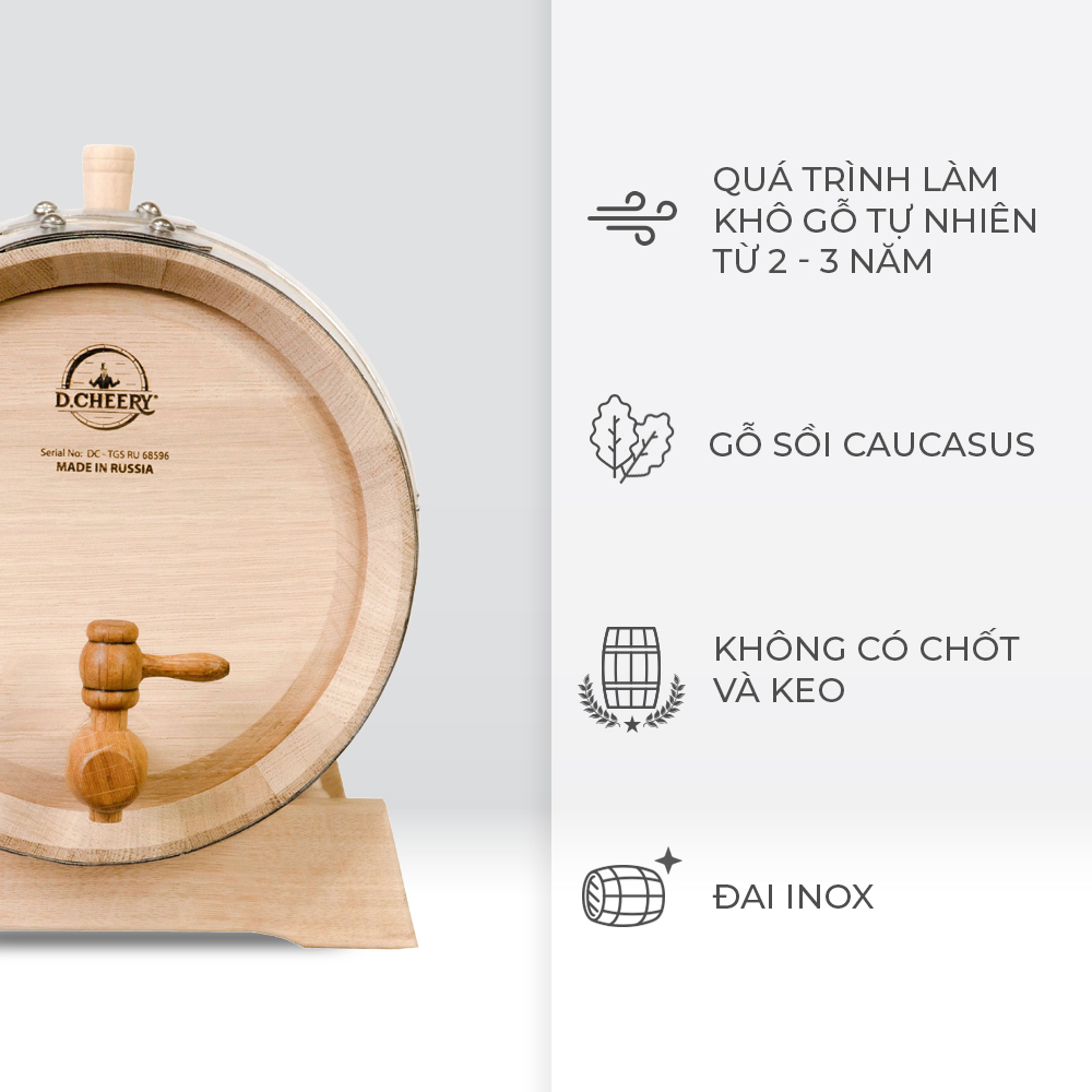 Thùng Gỗ Sồi Nhập Khẩu Nga D.CHEERY 10L
