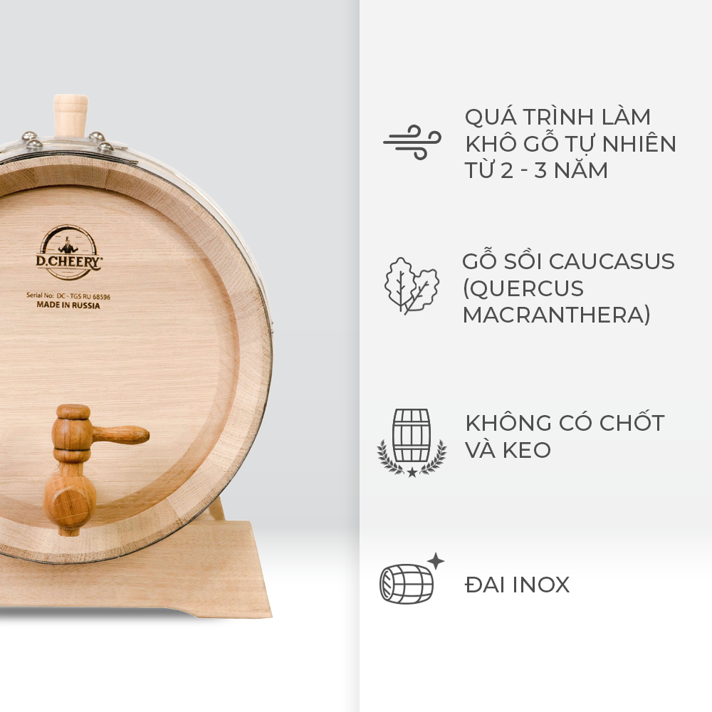 Thùng Gỗ Sồi Nhập Khẩu Nga D.CHEERY 10L