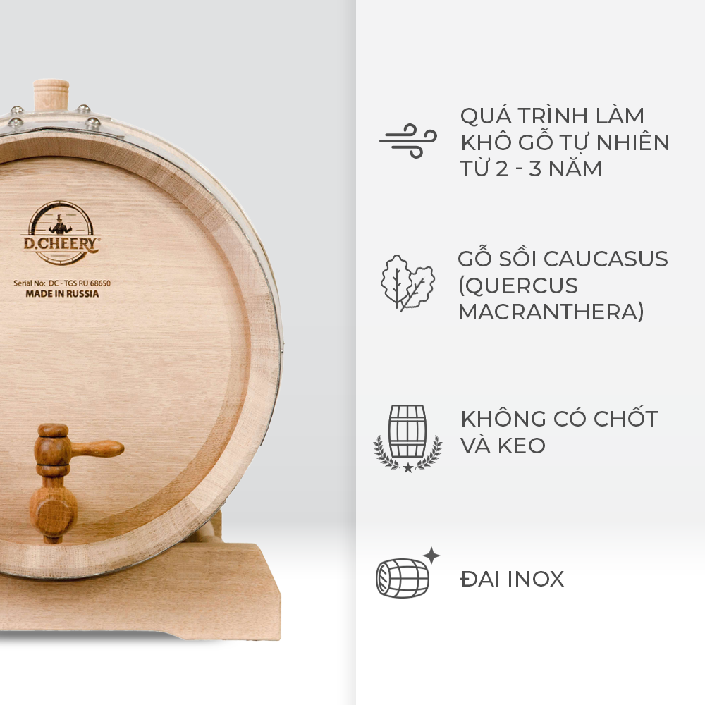 Thùng Gỗ Sồi Nhập Khẩu Nga D.CHEERY 20L