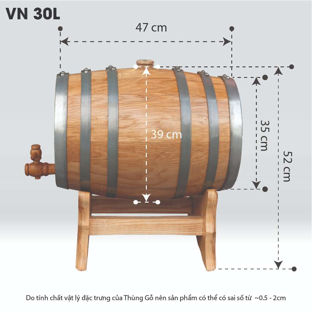 Thùng Gỗ Sồi D.CHEERY 30L