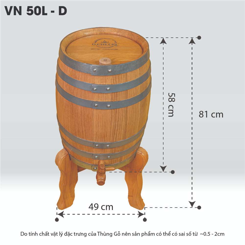 Thùng Gỗ Sồi D.CHEERY 50L
