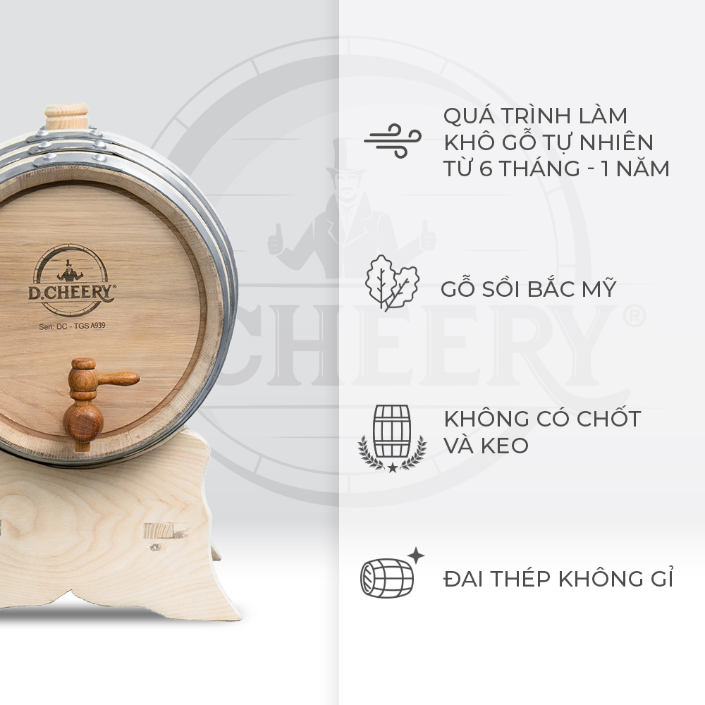 Thùng Gỗ Sồi D.CHEERY 10L