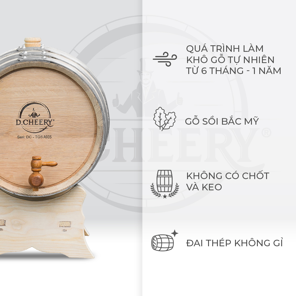 Thùng Gỗ Sồi D.CHEERY 20L