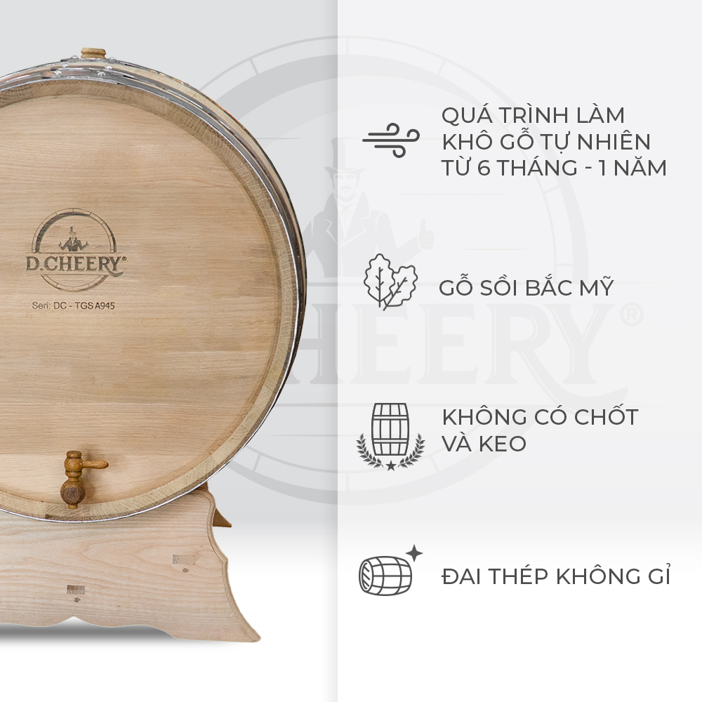 Thùng Gỗ Sồi D.CHEERY 300L