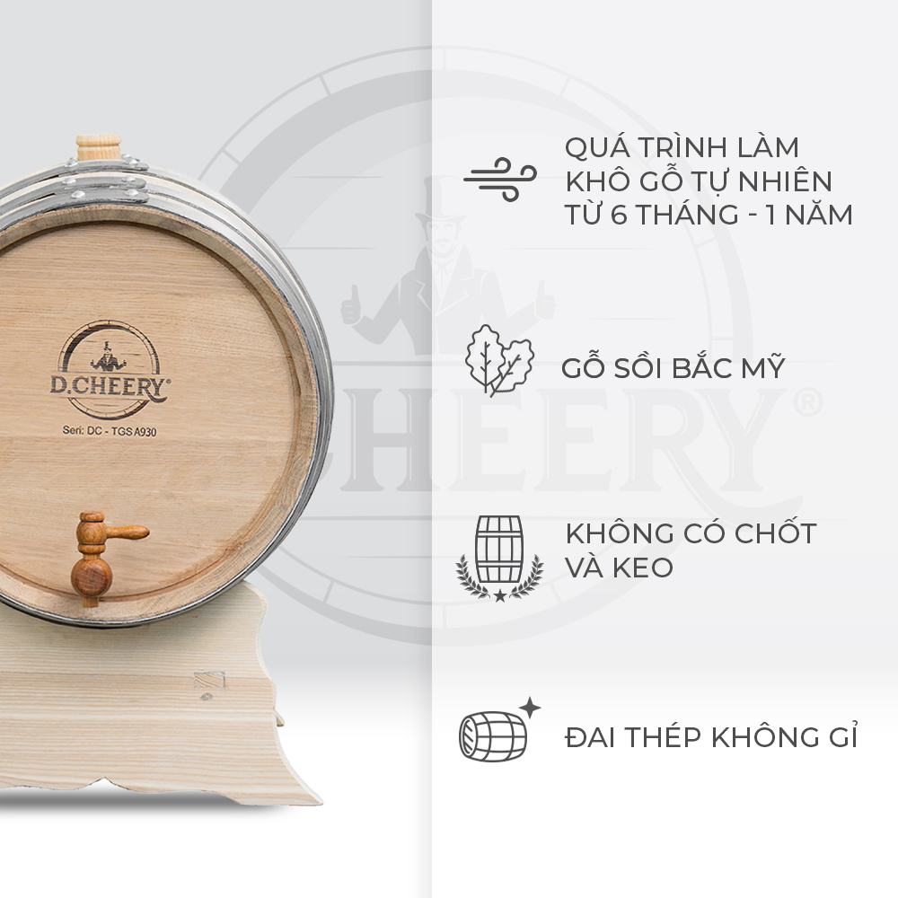 Thùng Gỗ Sồi D.CHEERY 30L