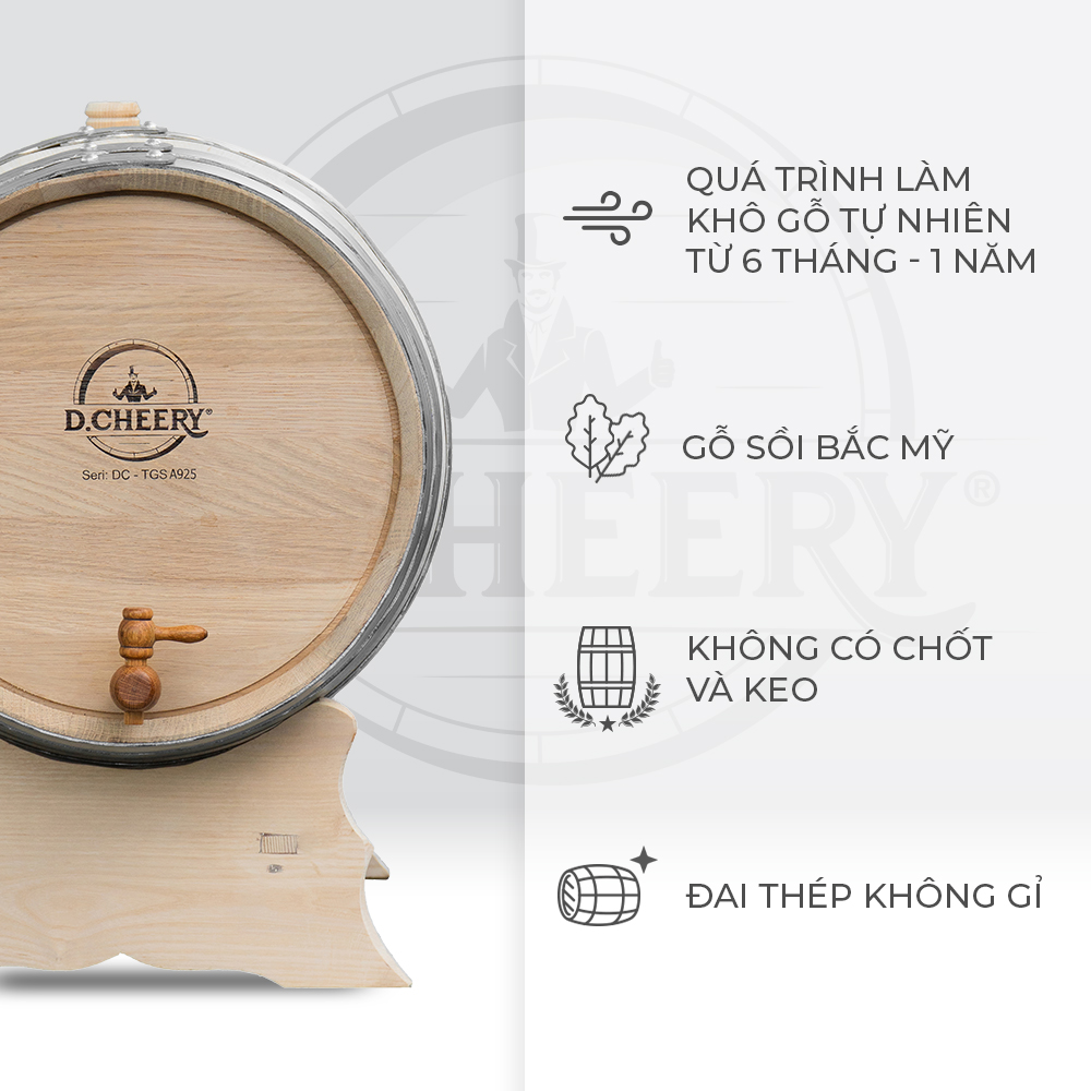 Thùng Gỗ Sồi D.CHEERY 50L