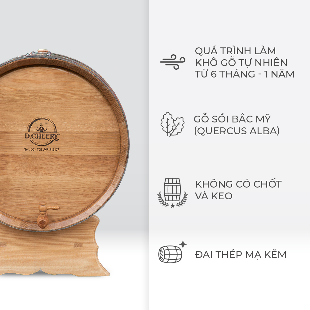 Thùng Gỗ Sồi D.CHEERY 50L